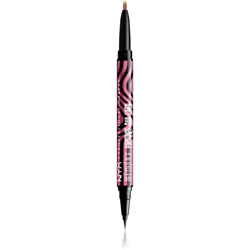 NYX Professional Makeup Beetlejuice Pinstripe Duo Liner oční linky 2 v 1 odstín 01 Pink Chrome 0,5 ml