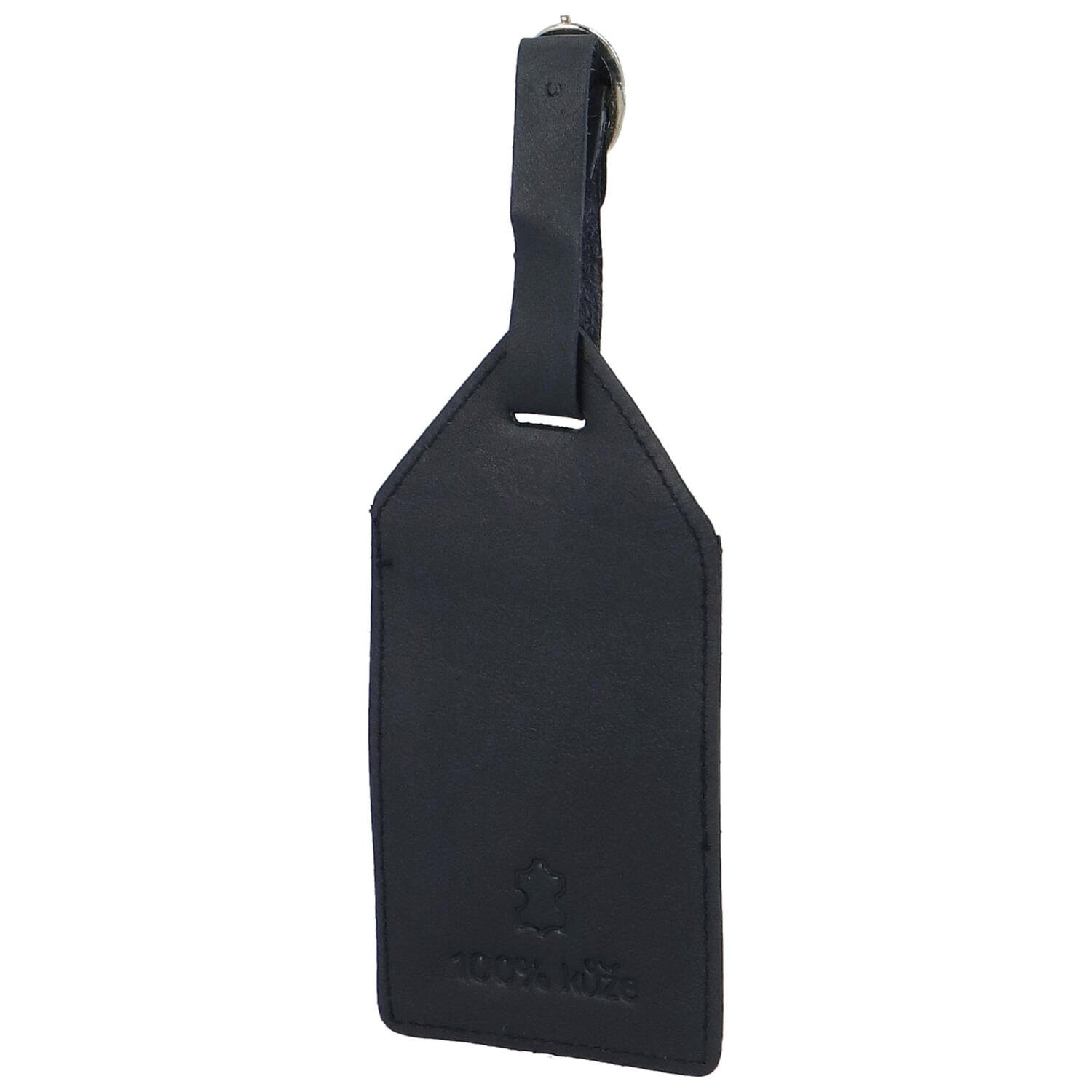 Kožená jmenovka na kufr Katana Emerik, tmavě modrá