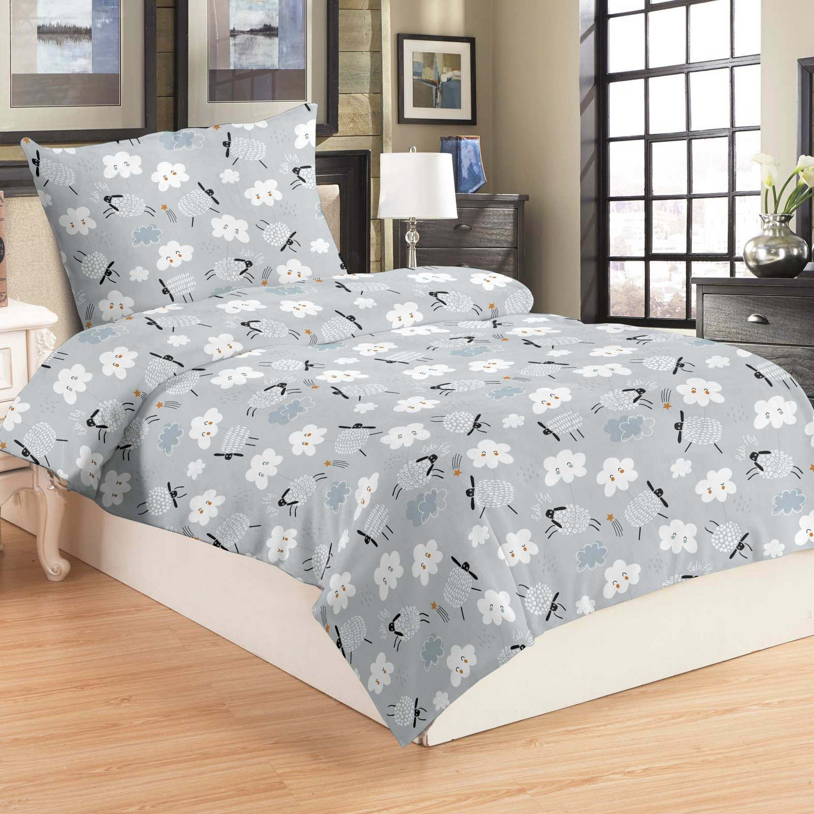 Plyšové povlečení 140 x 200 Ovečka a mráček - mikroflanel