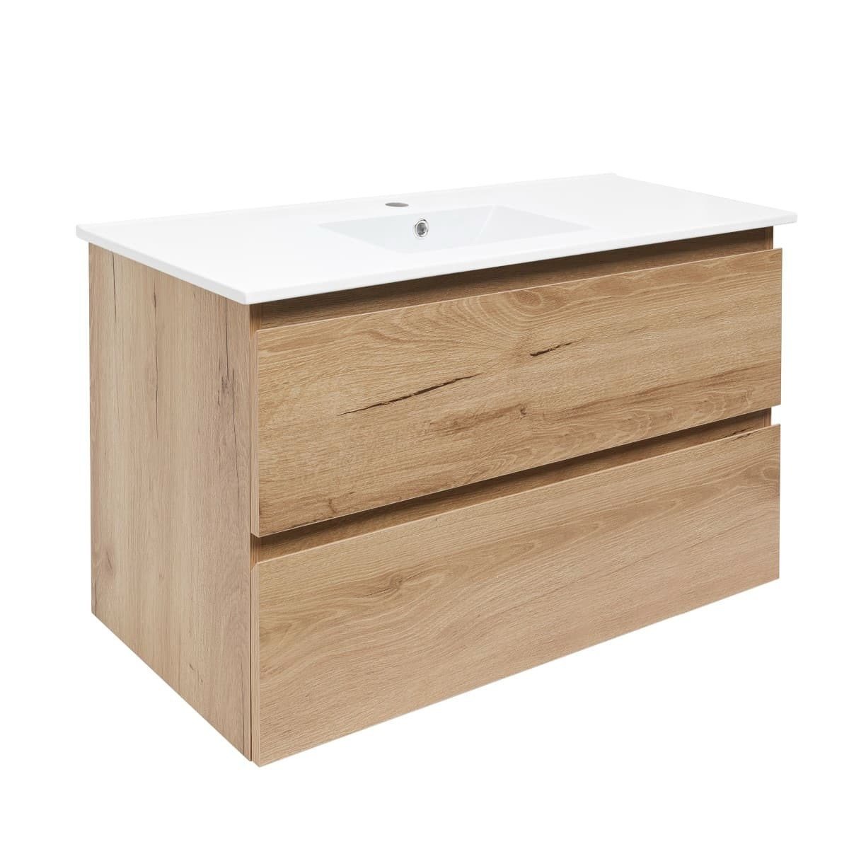 Koupelnová skříňka 2 zásuvková s krycí deskou SAT B-Way 99x50x45 cm dub mat BWAY2100OAKU4BI