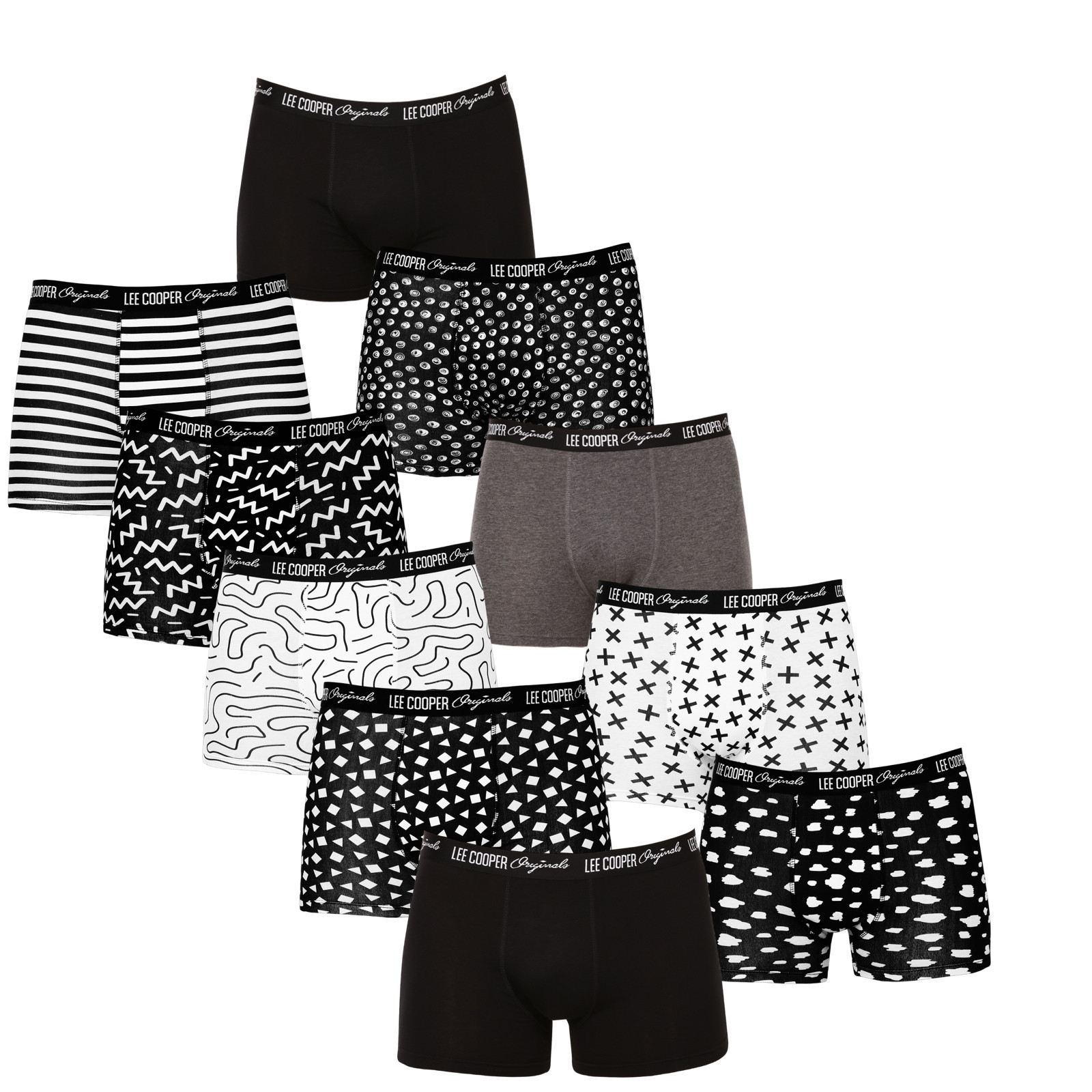 10PACK pánské boxerky Lee Cooper vícebarevné (LCUBOX10P08-1951590) 3XL, trenky / trenýrky