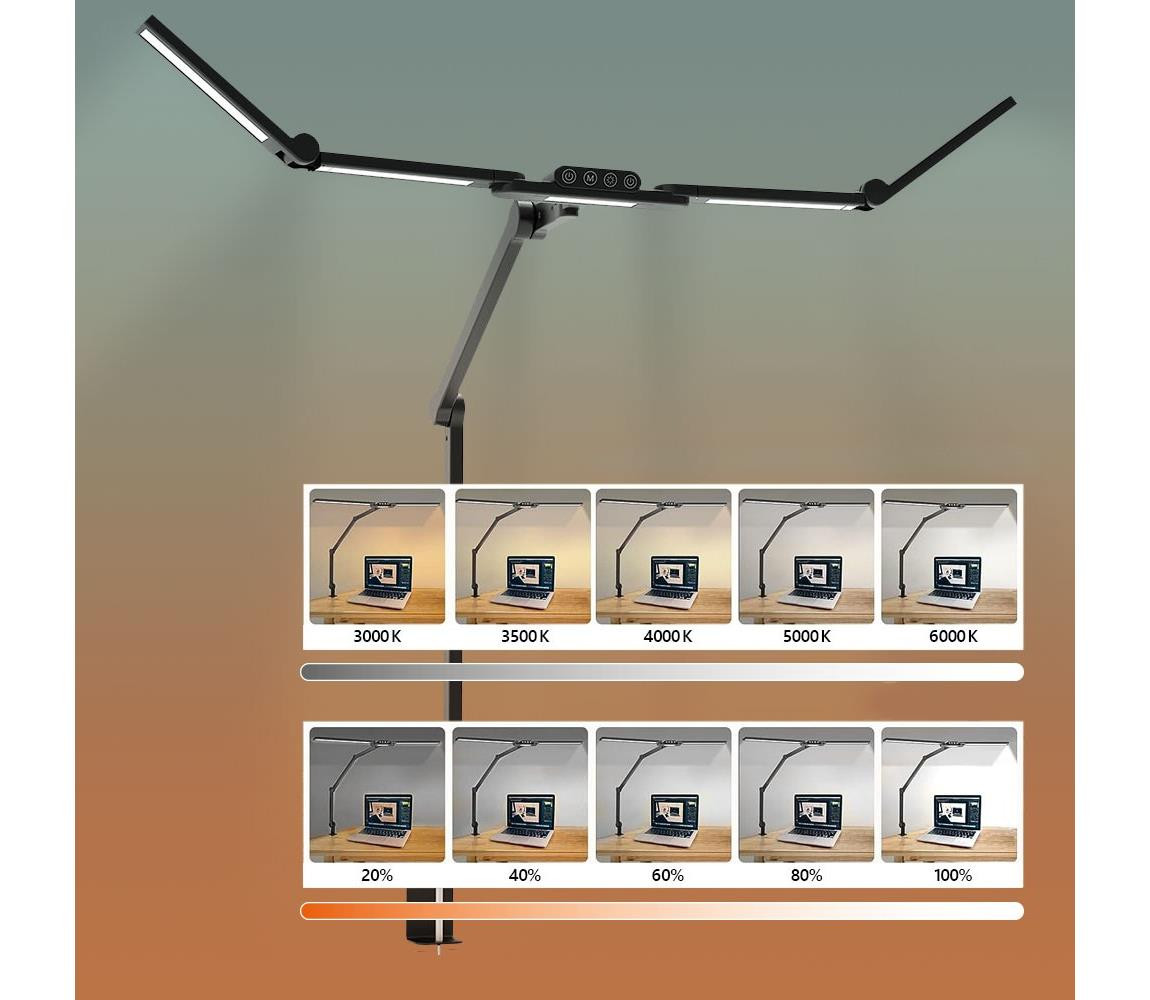 LED Stmívatelná flexibilní stolní lampa LED/24W/230V 3000-6500K CRI 92 černá