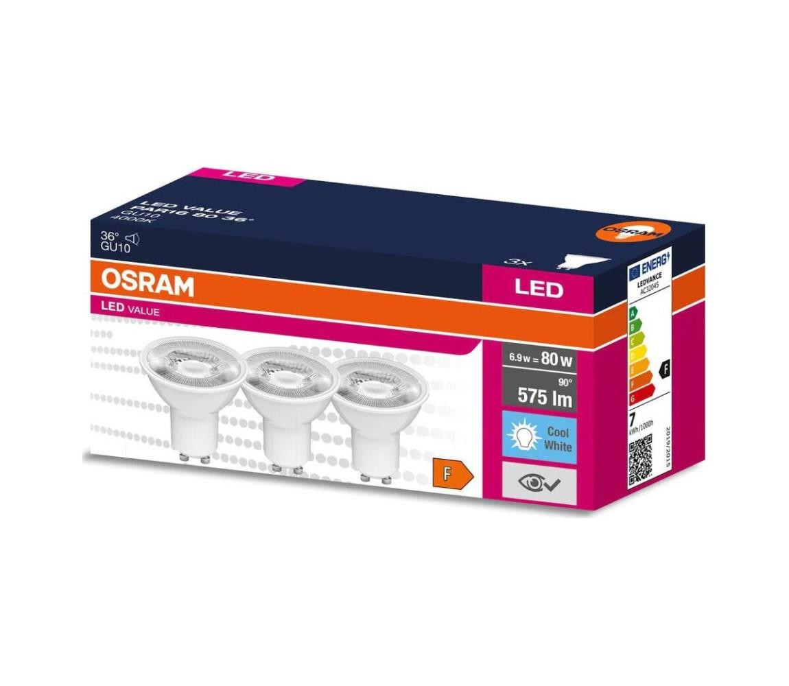 Osram SADA 3x LED Žárovka PAR16 GU10/6,9W/230V 4000K - Osram