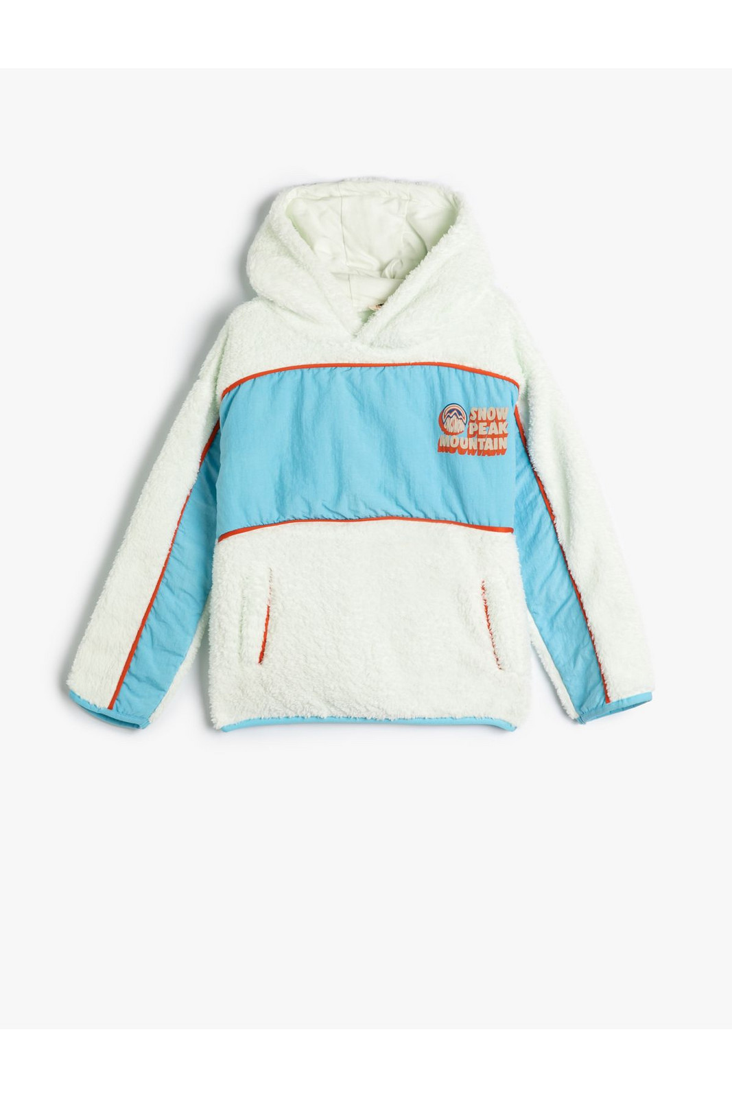 Koton Hooded Plush Sweat Ski Themed Pocket Color Contrast