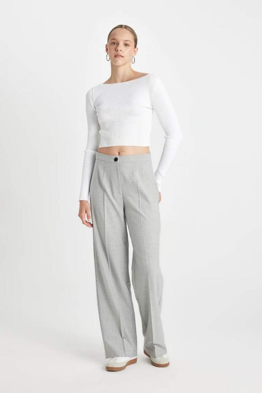 C6402AX/GR28 Defacto Women's Canvas Pants LT. GREY MELANGE