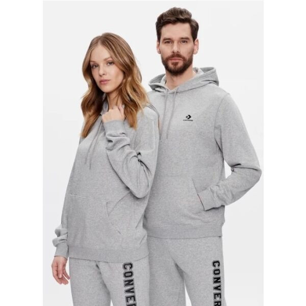 Converse STANDARD UNI FIT LEFT CHEST STAR CHEV EMB HOODIE FT Unisex mikina, šedá, velikost