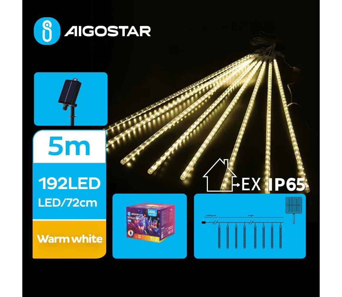 B.V.  - LED Solární vánoční řetěz 192xLED/8m IP65 teplá bílá