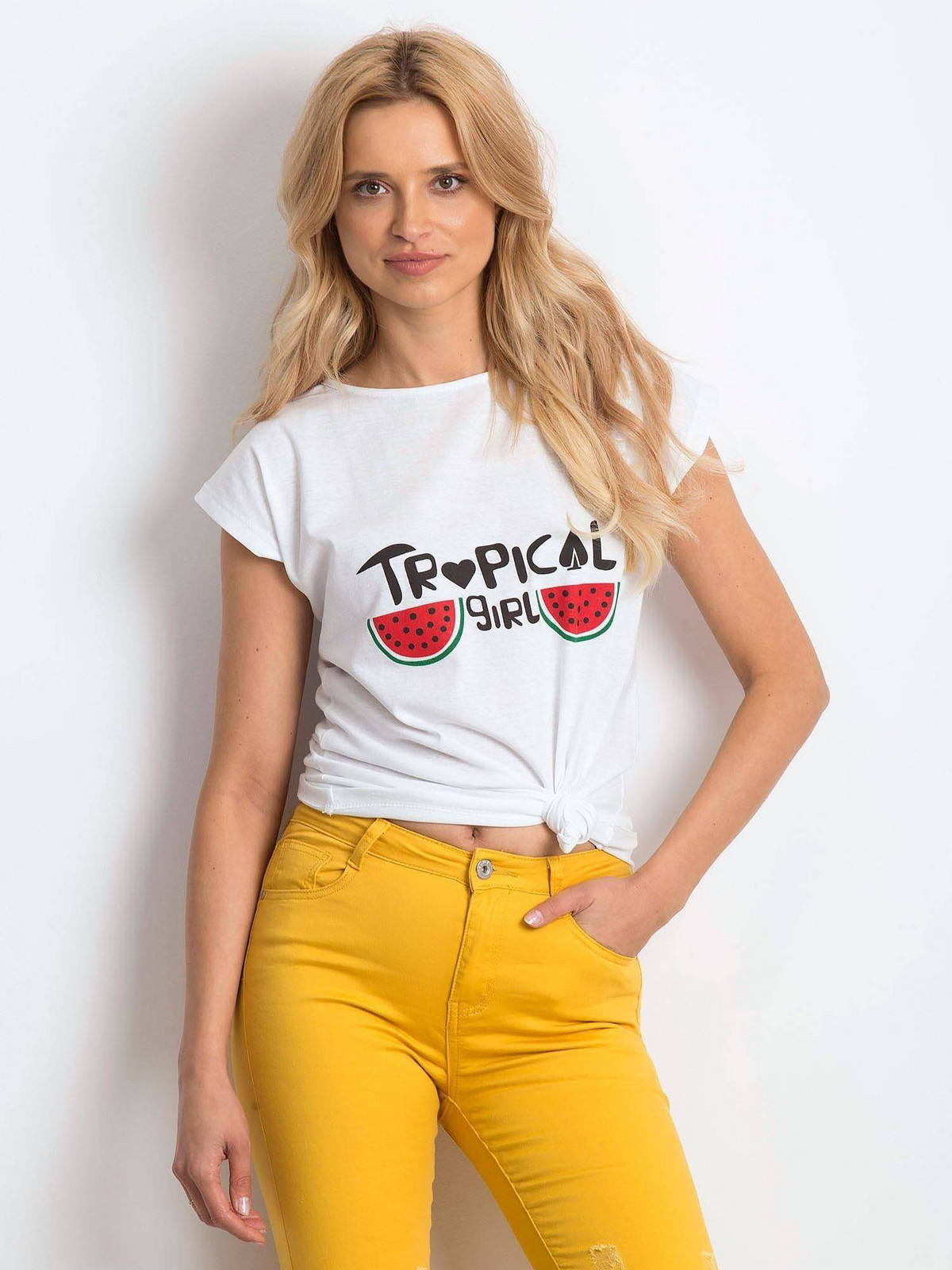 Tropical Girl Print T-Shirt White