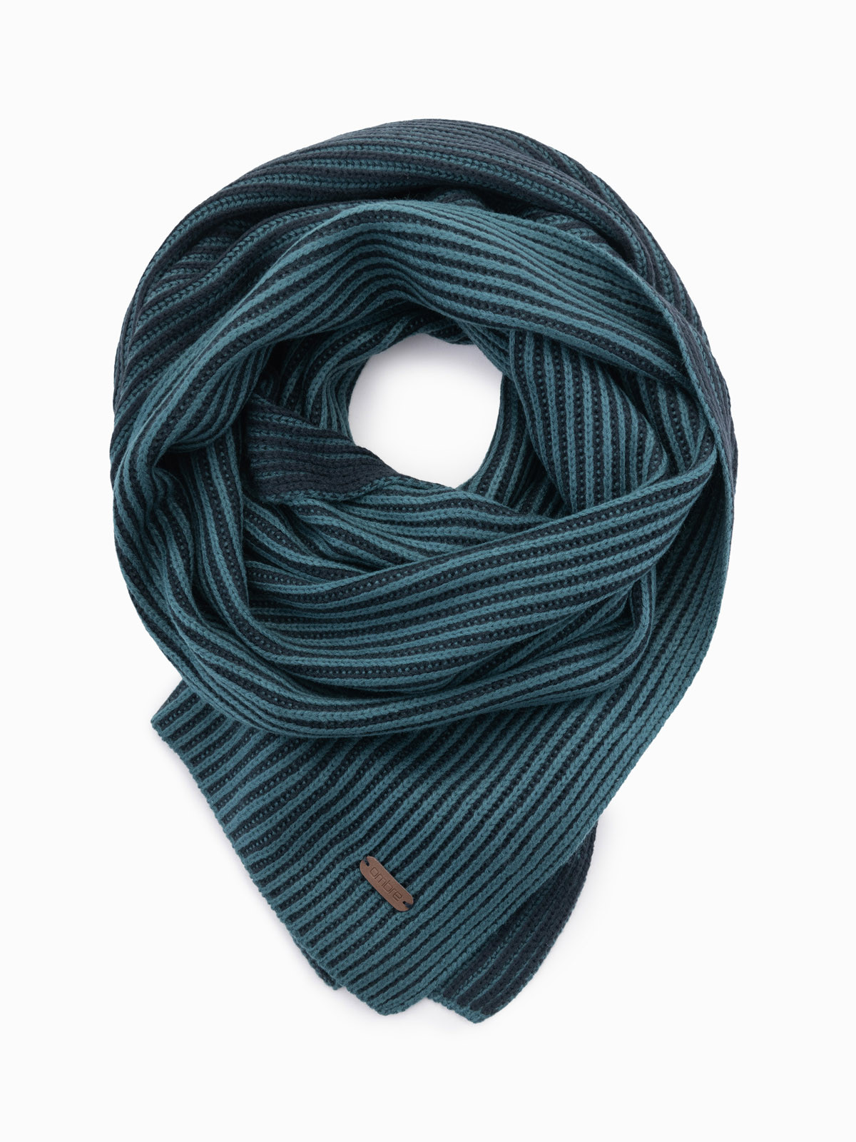 Ombre Knitted men's two-tone striped scarf - navy blue and sea