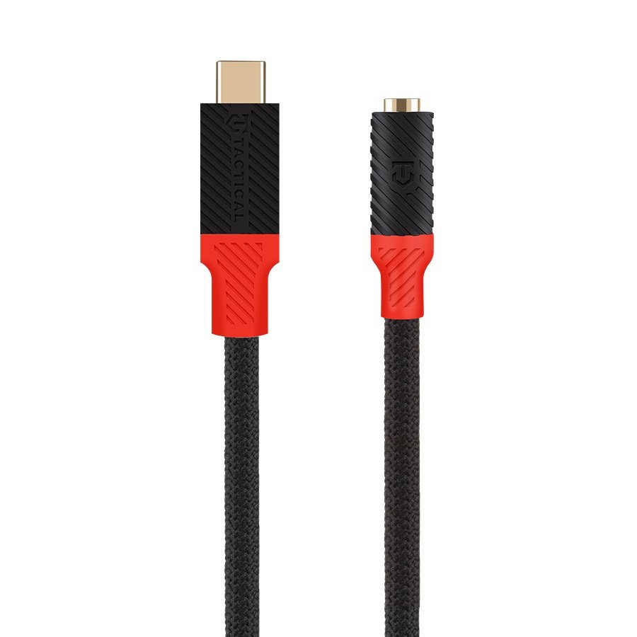 Adaptér Tactical Pin4Fun USB-C-3,5mm jack 0,1m Black-Red