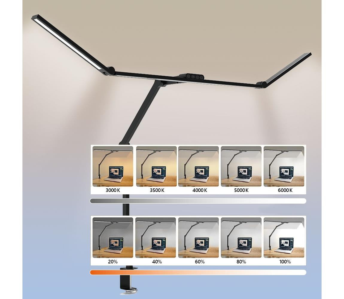 LED Stmívatelná flexibilní stolní lampa LED/36W/230V 3000-6500K CRI 92 černá