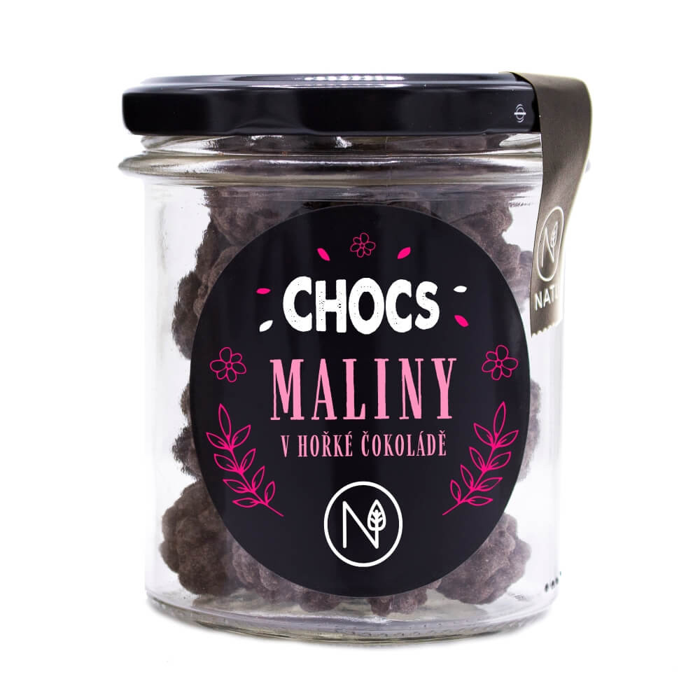 NATU CHOCS Maliny v 70% hořké čokoládě 90g