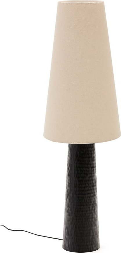 Černo-krémová stojací lampa s textilním stínidlem (výška 129 cm) Senni – Kave Home