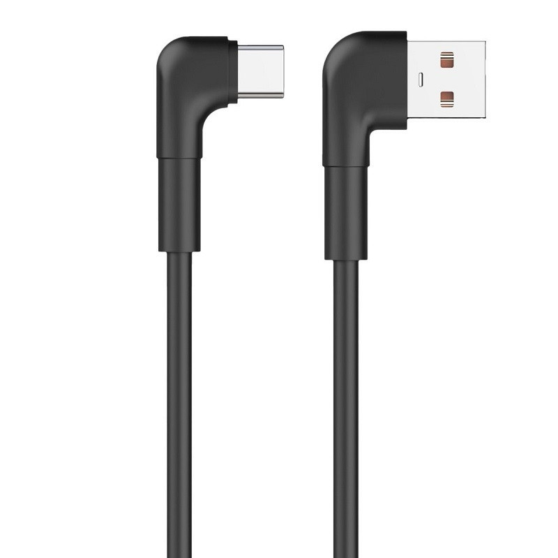 USB datový kabel - USB-A to USB-C Maxlife MXUC-09 Fast Charging 3A kolmé koncovky černý