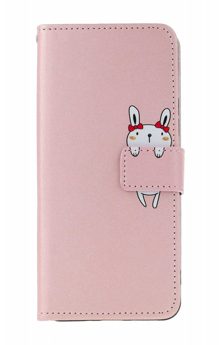 Pouzdro TopQ Xiaomi Redmi 13C knížkové růžové s králíčkem 130932