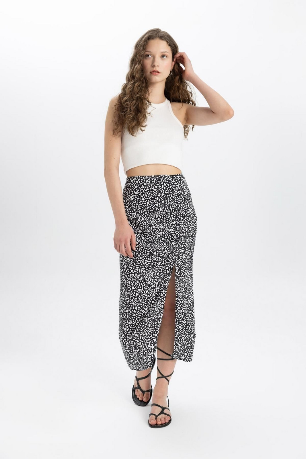 DEFACTO A-Line Printed Moroccan Midi Skirt