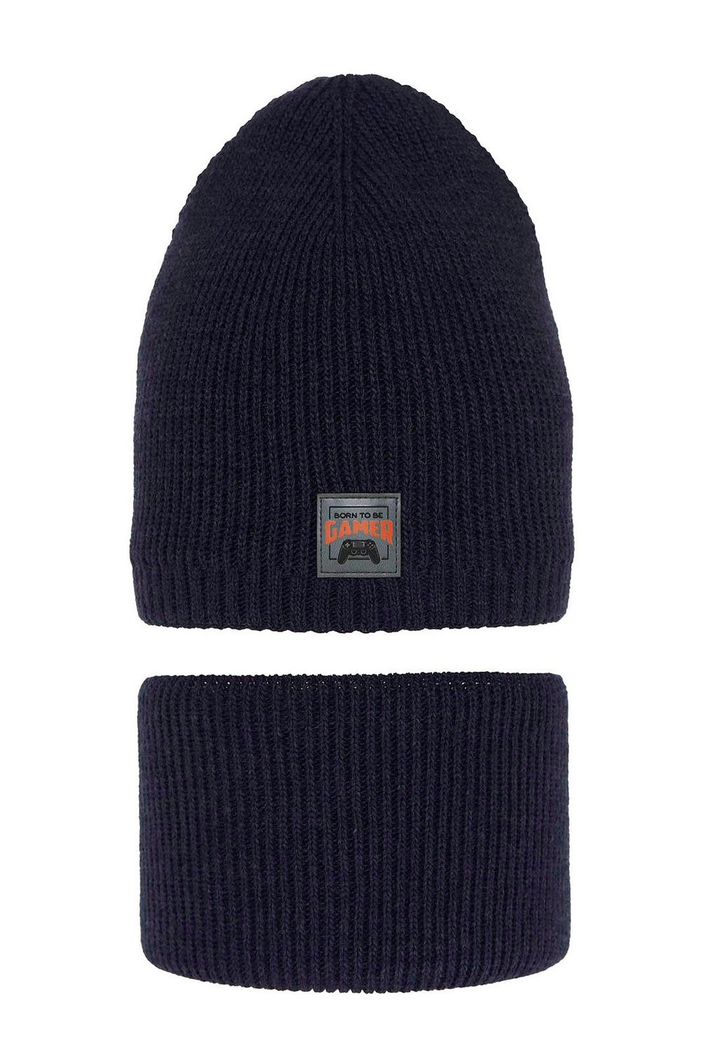 AGBO Boy's winter set: hat and tube scarf navy blue Gami