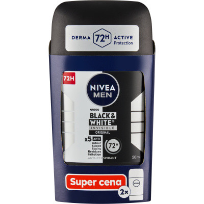 Nivea Men Black & White Invisible Original tuhý antiperspirant, 2× 50 ml