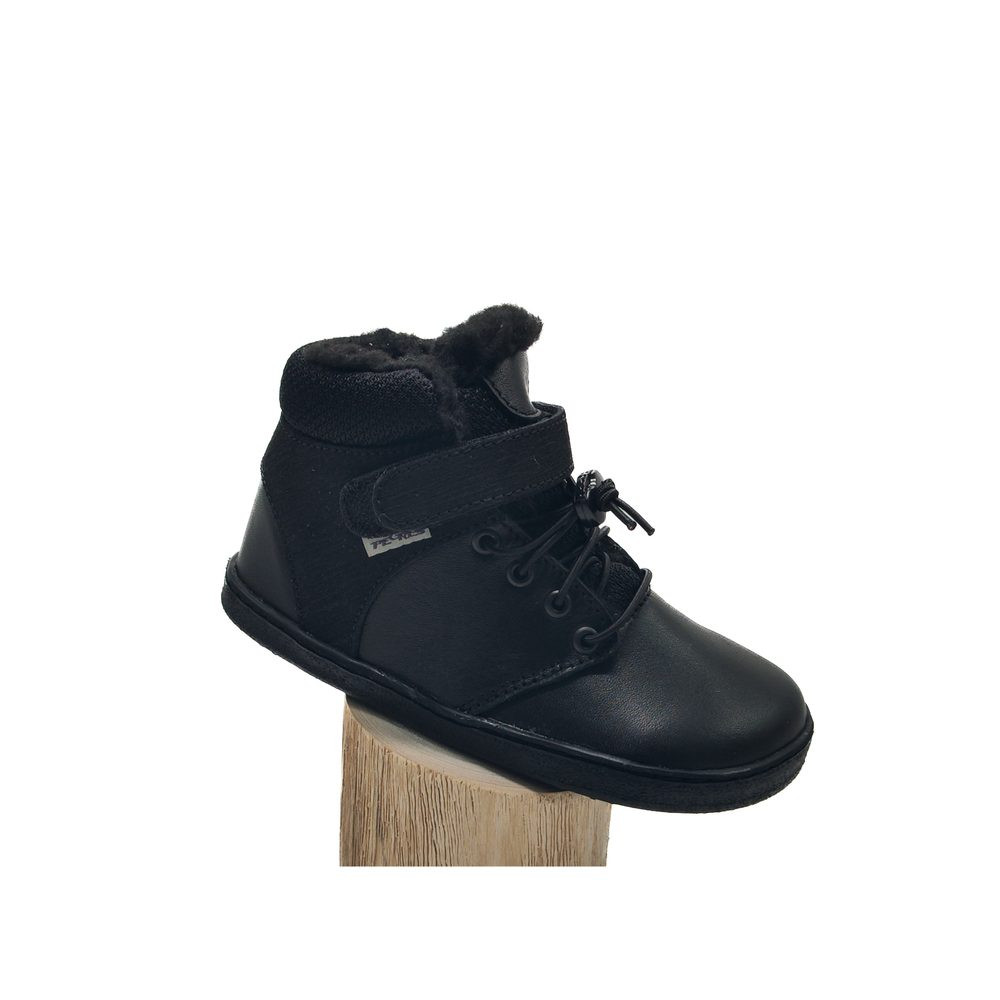 PEGRES ZIMNÍ BF40 0.1 Černá | Dětské první zateplené barefoot botičky - 25