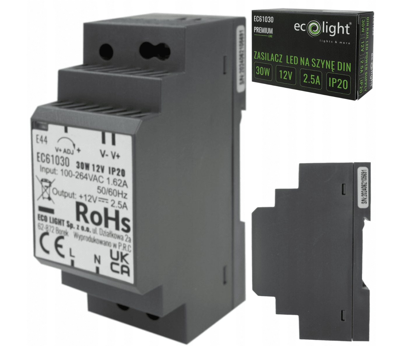 Berge Napájecí zdroj na DIN lištu - 12V 30W 2,5A pro IP20 PREMIUM LED pásek EC61030
