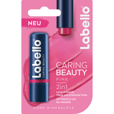 Labello Caring Beauty Pink barevný balzám na rty, 4,8 g