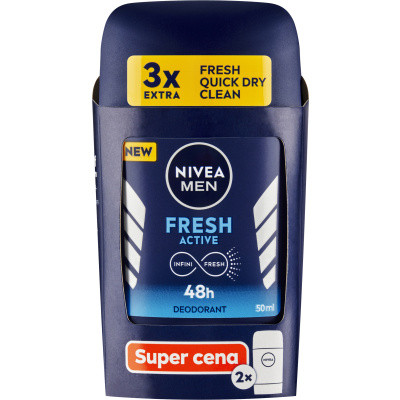 Nivea Men Fresh Active tuhý deodorant, 2× 50 ml