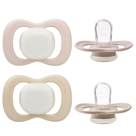 b.box Dudlíky silikonové 0-6m, 2ks - GLOW světle růžový/latte