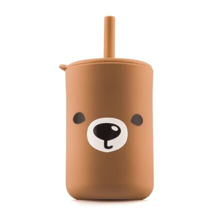 Silikonový hrnek s brčkem Kidnort Retter tmavý