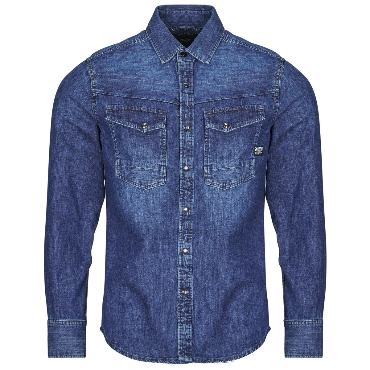 G-Star Raw  DAKOTA SLIM SHIRT L\S  Modrá