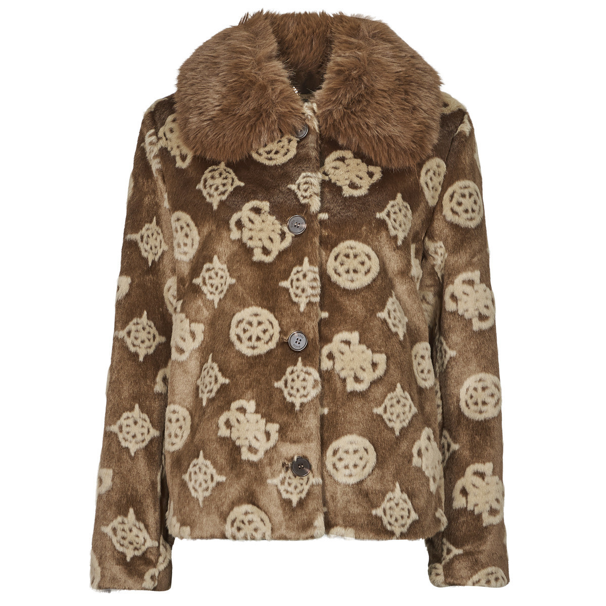 Guess  KARINE FUR LOGO JKT  Hnědá