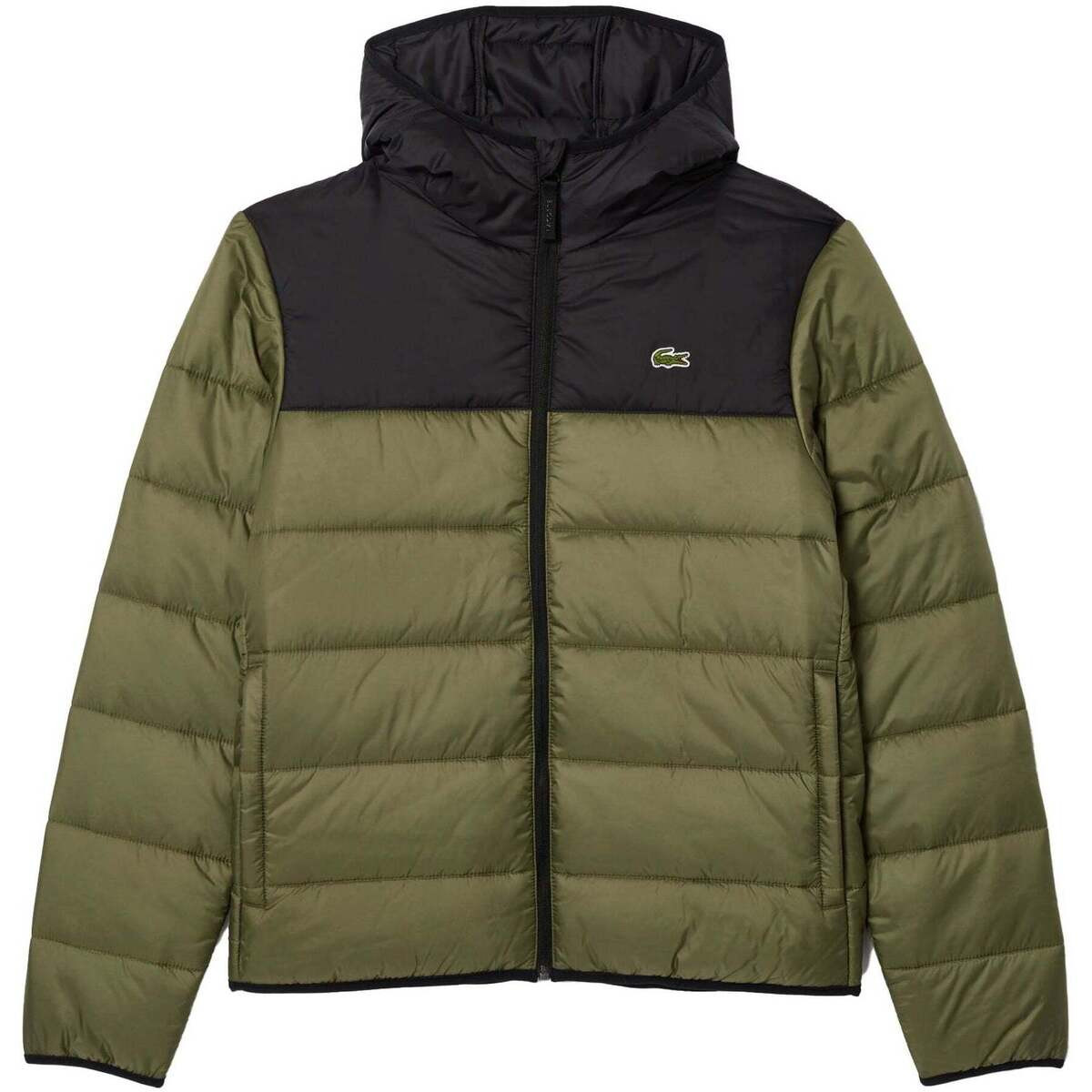 Lacoste  Colour Block Quilted Puffer Jacket Khaki/Black  Zelená