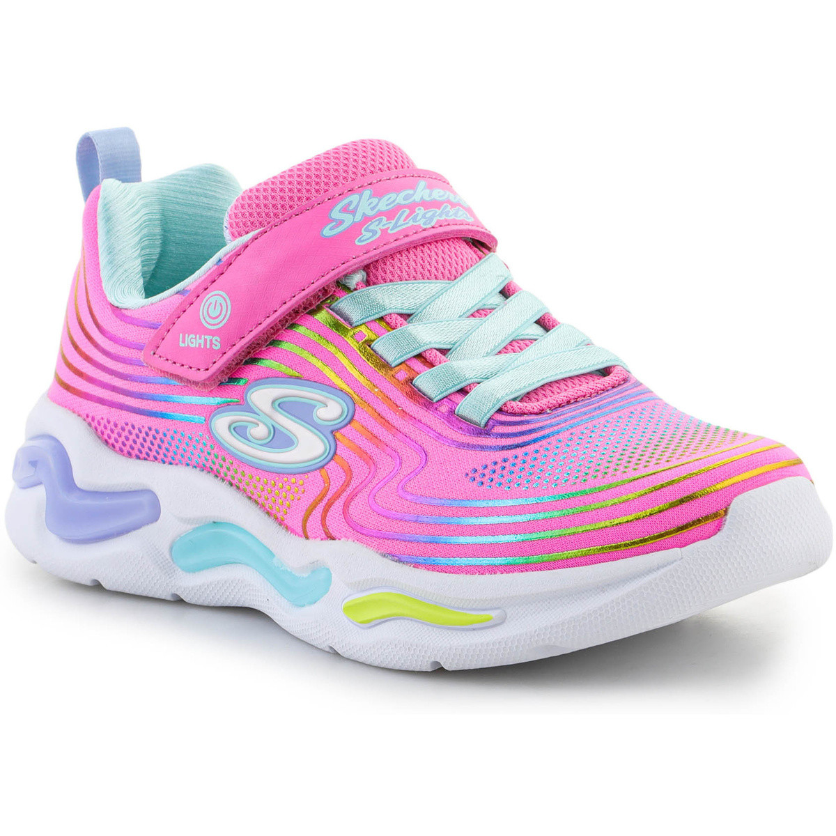 Skechers  S-Lights Wavy Beams 302338L-PKMT Pink/Multi  Růžová
