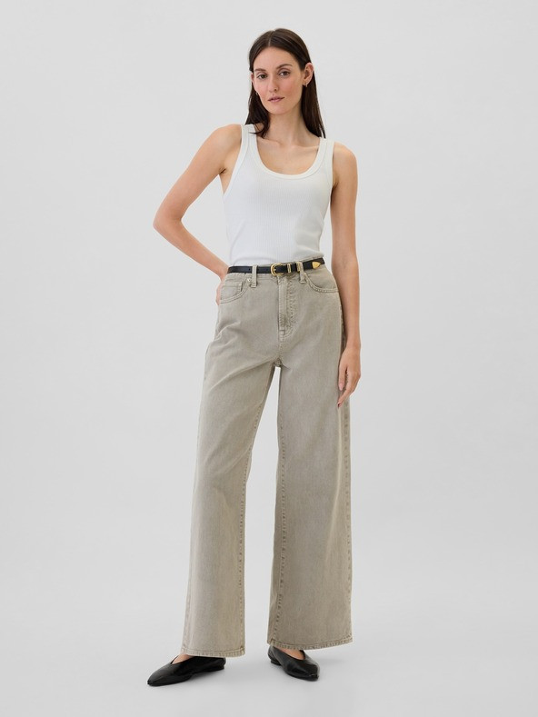 GAP High Rise Wide Jeans Šedá