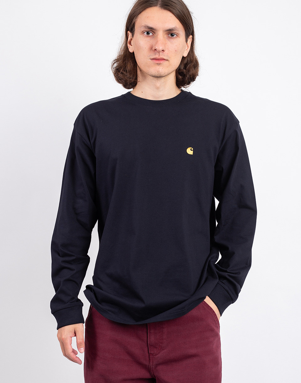 Carhartt WIP L/S Chase T-Shirt Dark Navy/Gold M