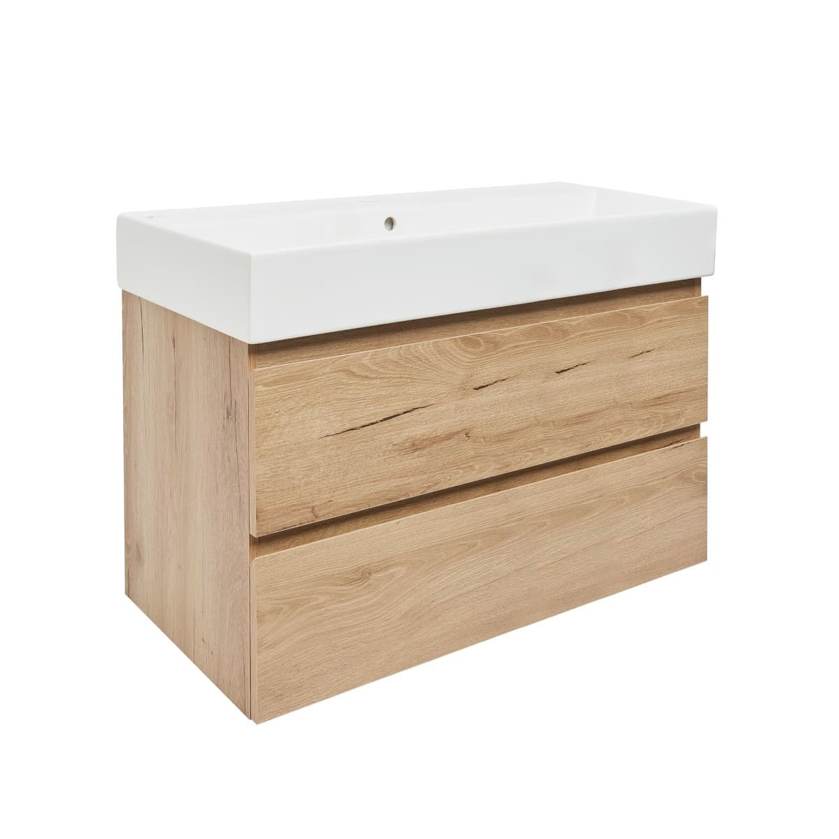 Koupelnová skříňka 2 zásuvková s umyvadlem SAT B-Way 99x50x45 cm dub mat BWAY2100OAKU2BI