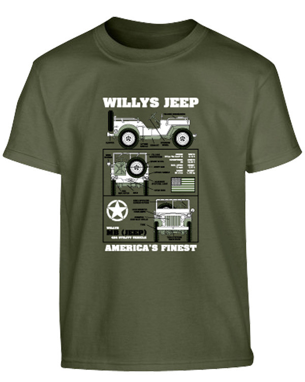 Triko dětské s potiskem Jeep Willys Olive Drab 185g Kombat® Tactical Velikost: 5-6 let