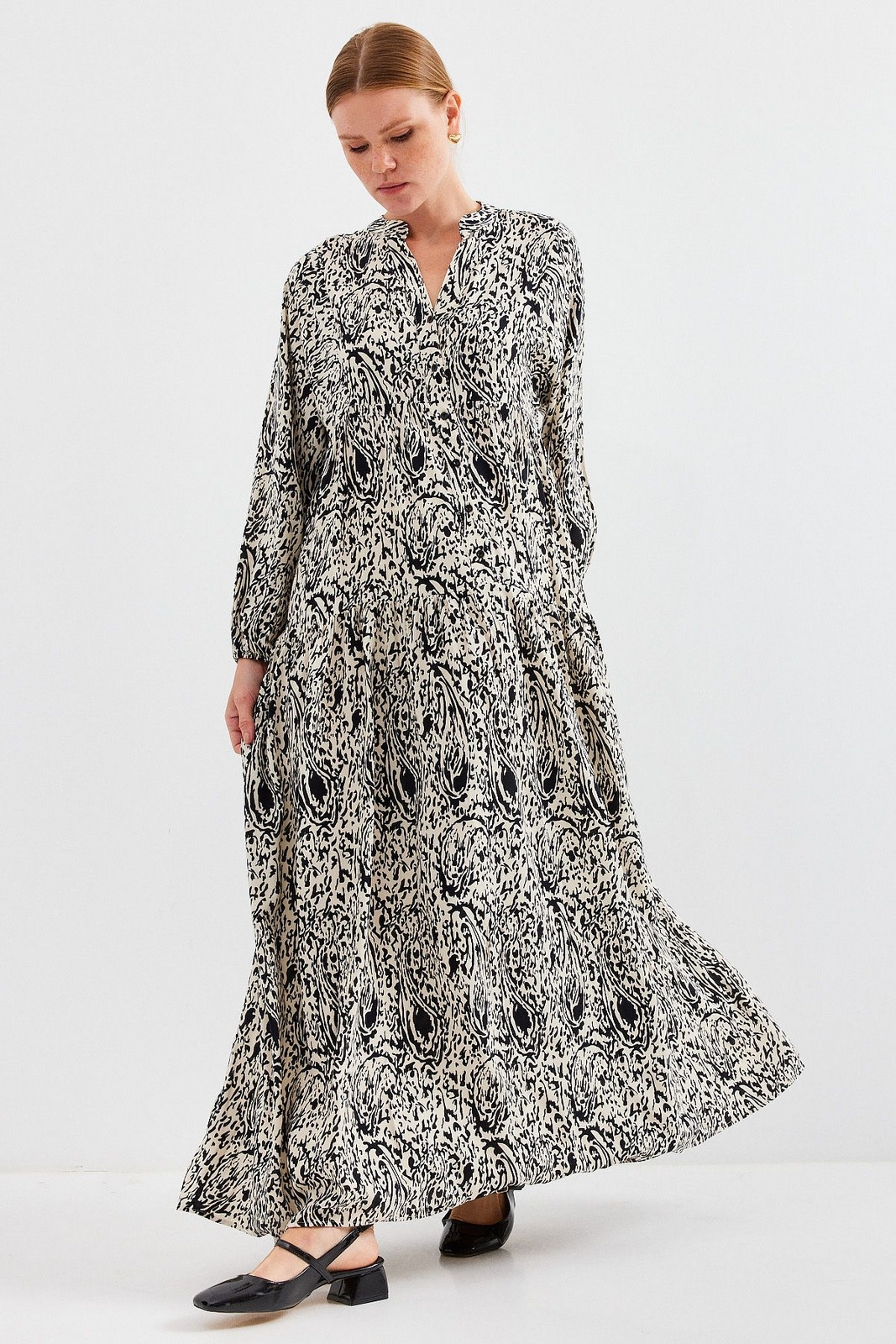 Bigdart 2423 Authentic Patterned Dress - Z. Black