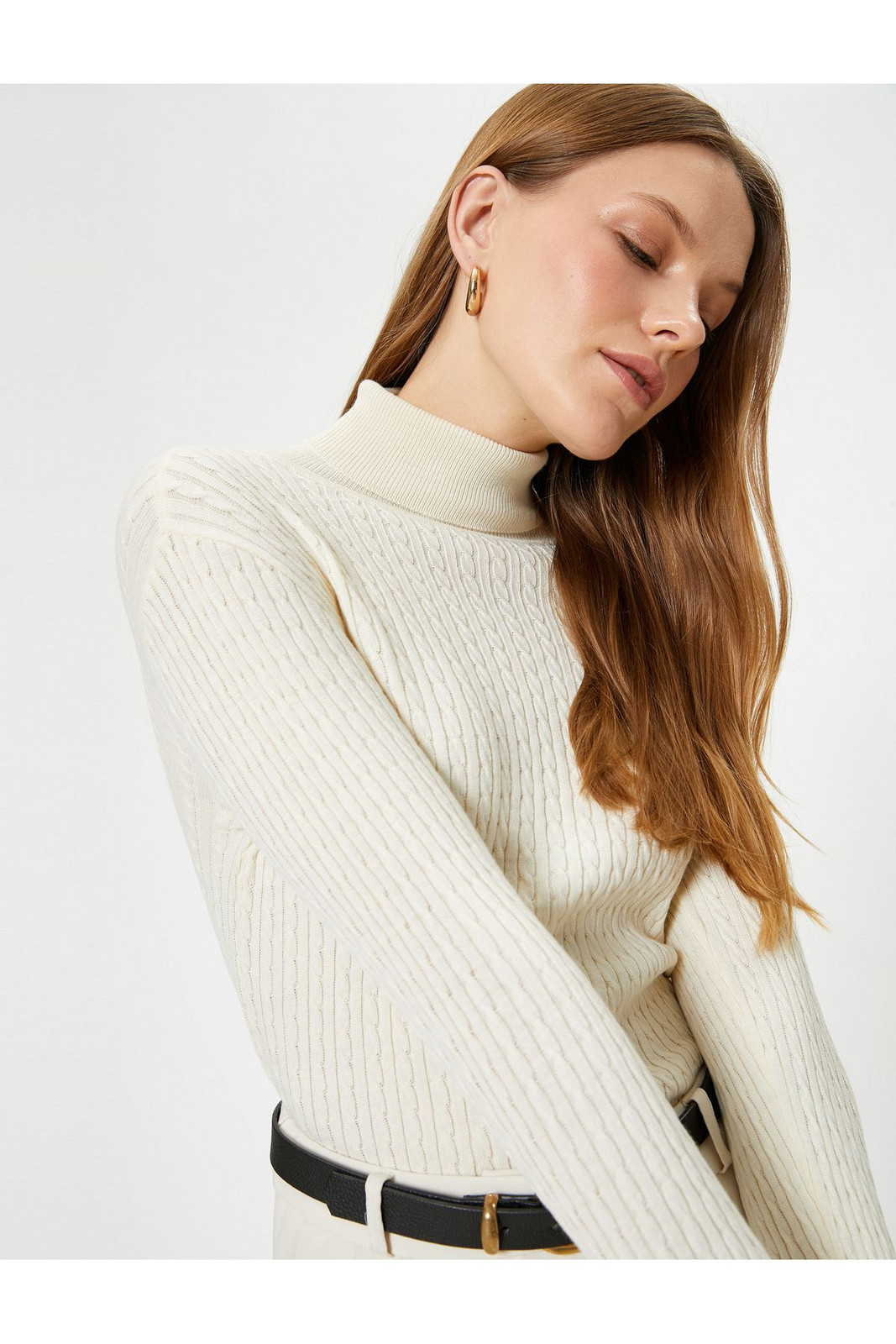 Koton High Collar Sweater Long Sleeve Hair Knitted Pattern