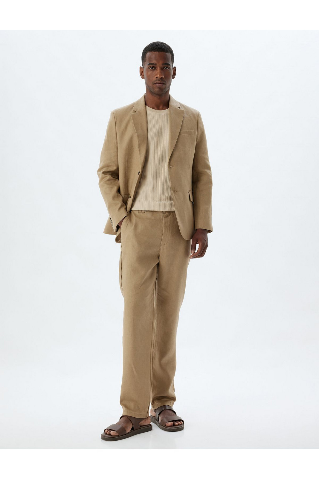 Koton Linen Trousers Slim Fit Chino Buttoned Pocket Detailed