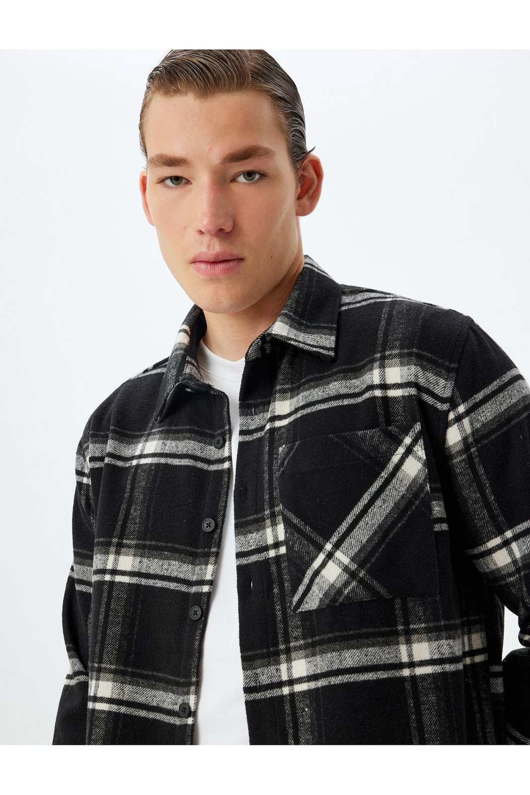 Koton Lumberjack Shirt Long Sleeve Pocket Detail