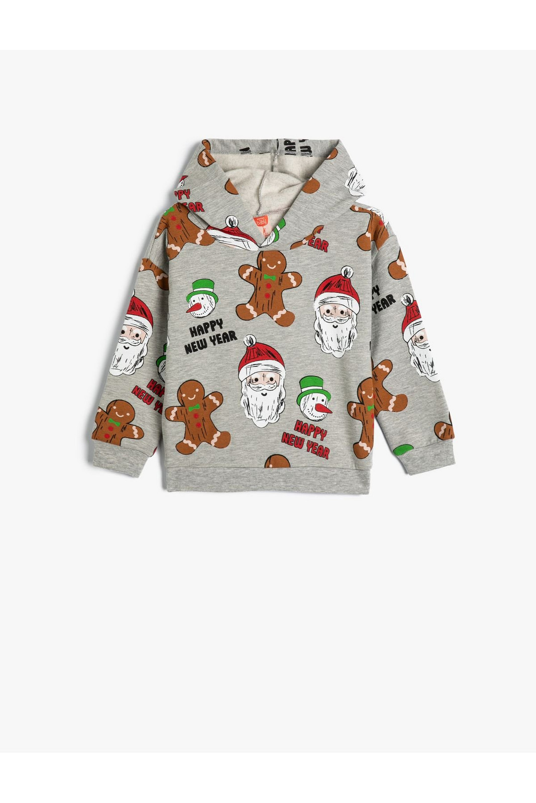 Koton Hooded Sweat Christmas Themed Print Detail