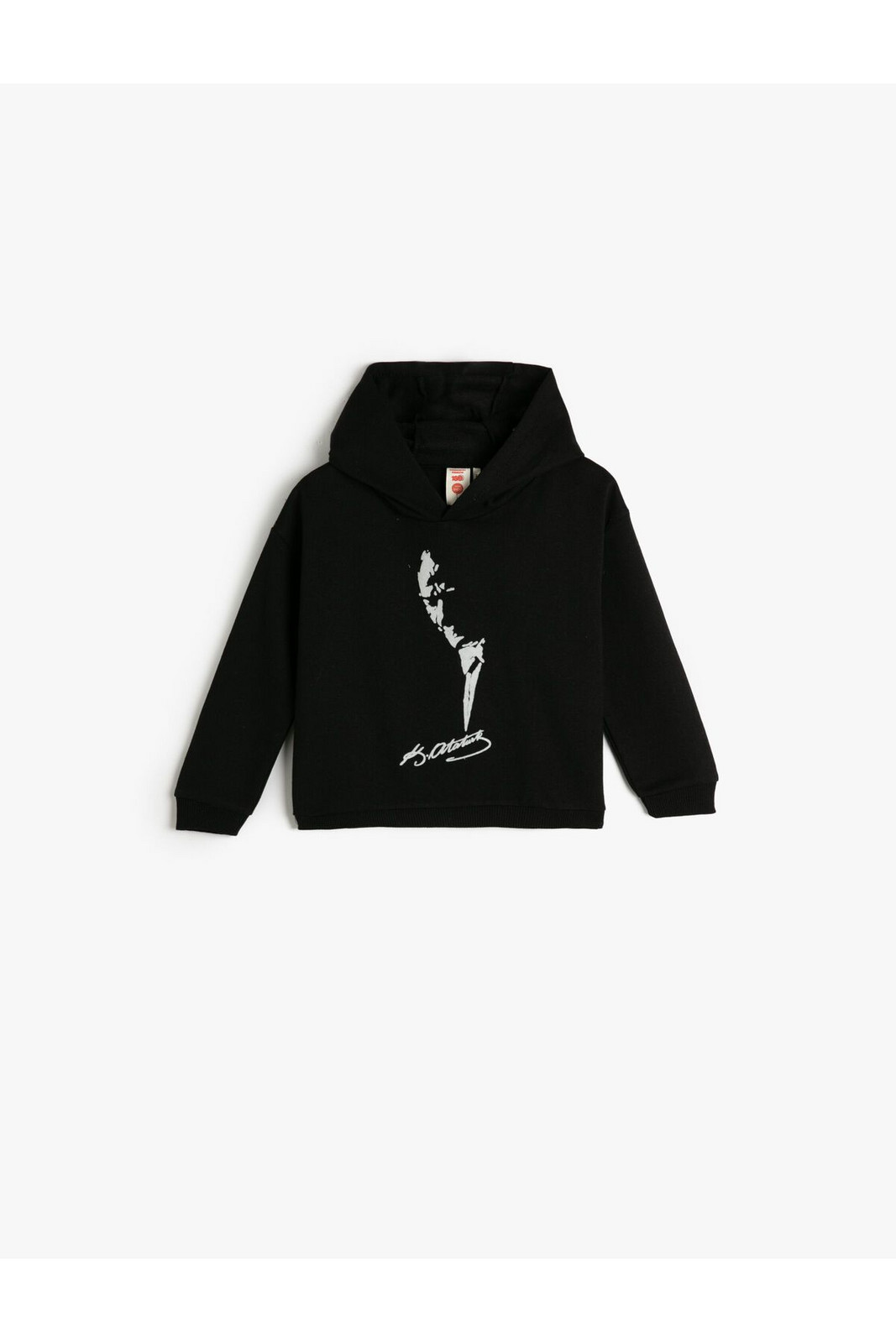 Koton Atatürk Printed Hooded Sweatshirt Long Sleeve Ribbon