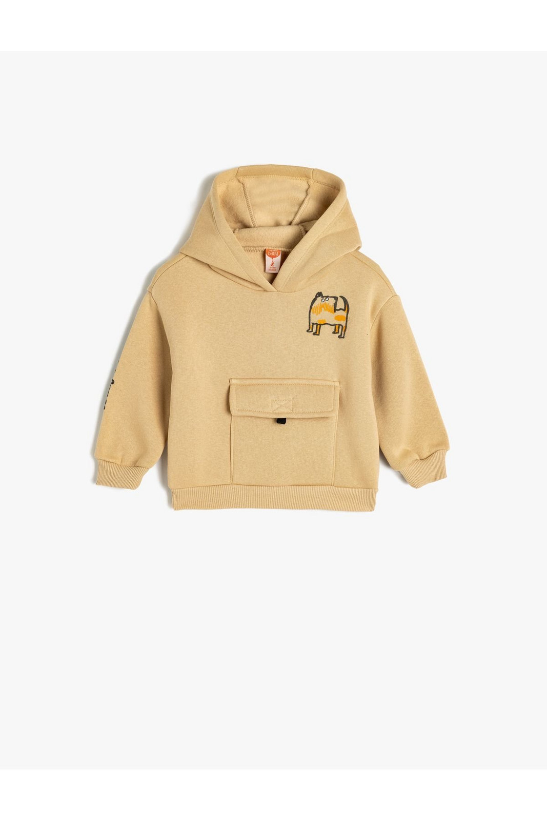 Koton Hoodie Sweat Dog Printed Pocket Cotton Raised