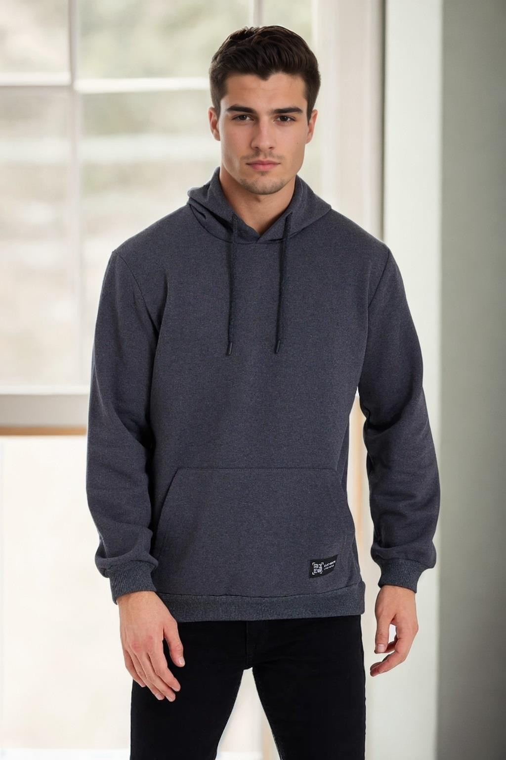 34605 Dewberry Kangaroo Pocket Hoody Mens Sweatshirt-ANTHRACITE