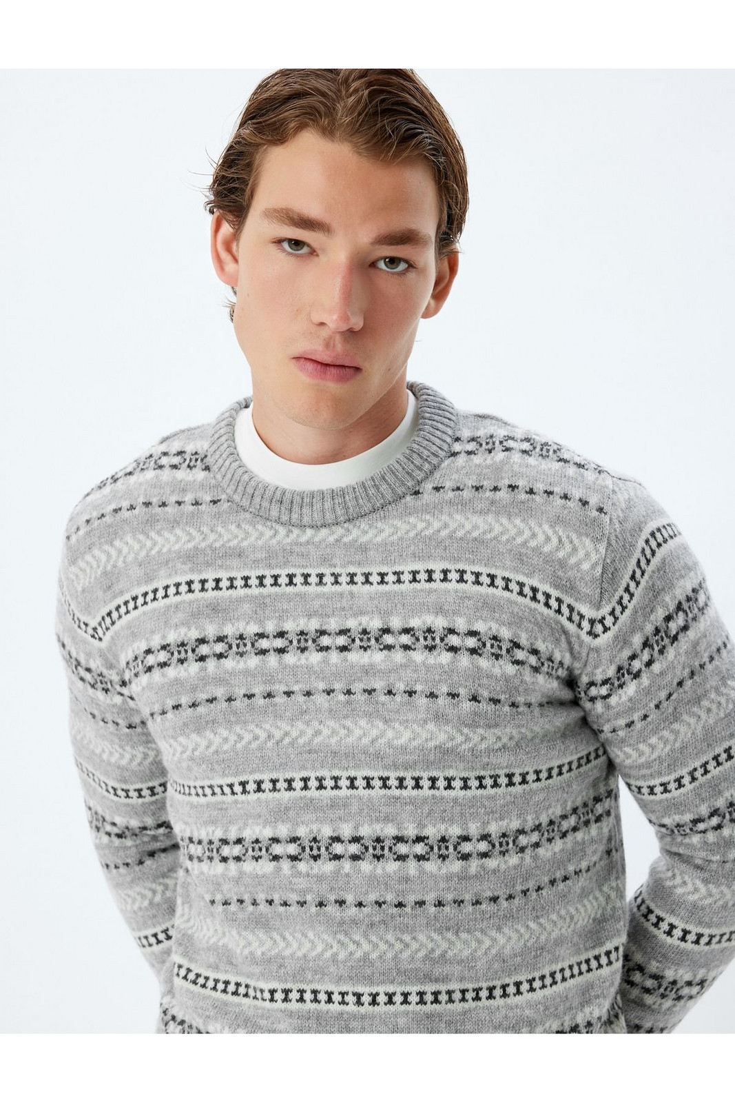 Koton Knitted Sweater Boxy Fit Crew Neck