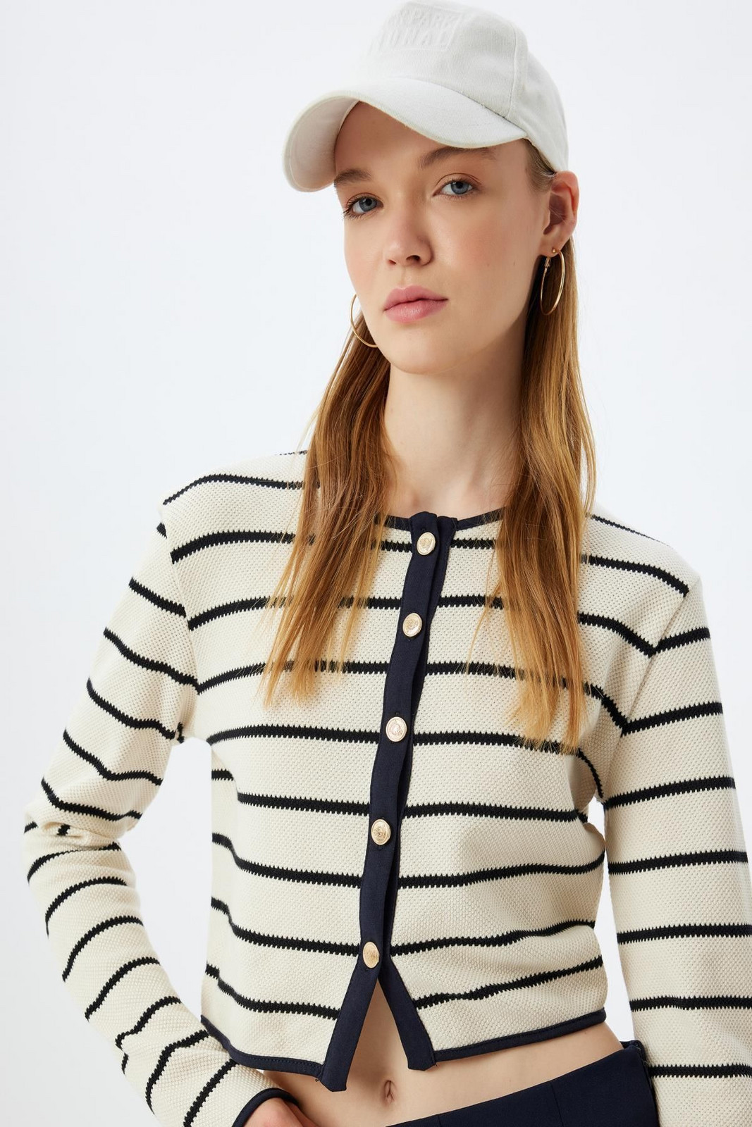 Koton Ecru Striped Youth Cardigan