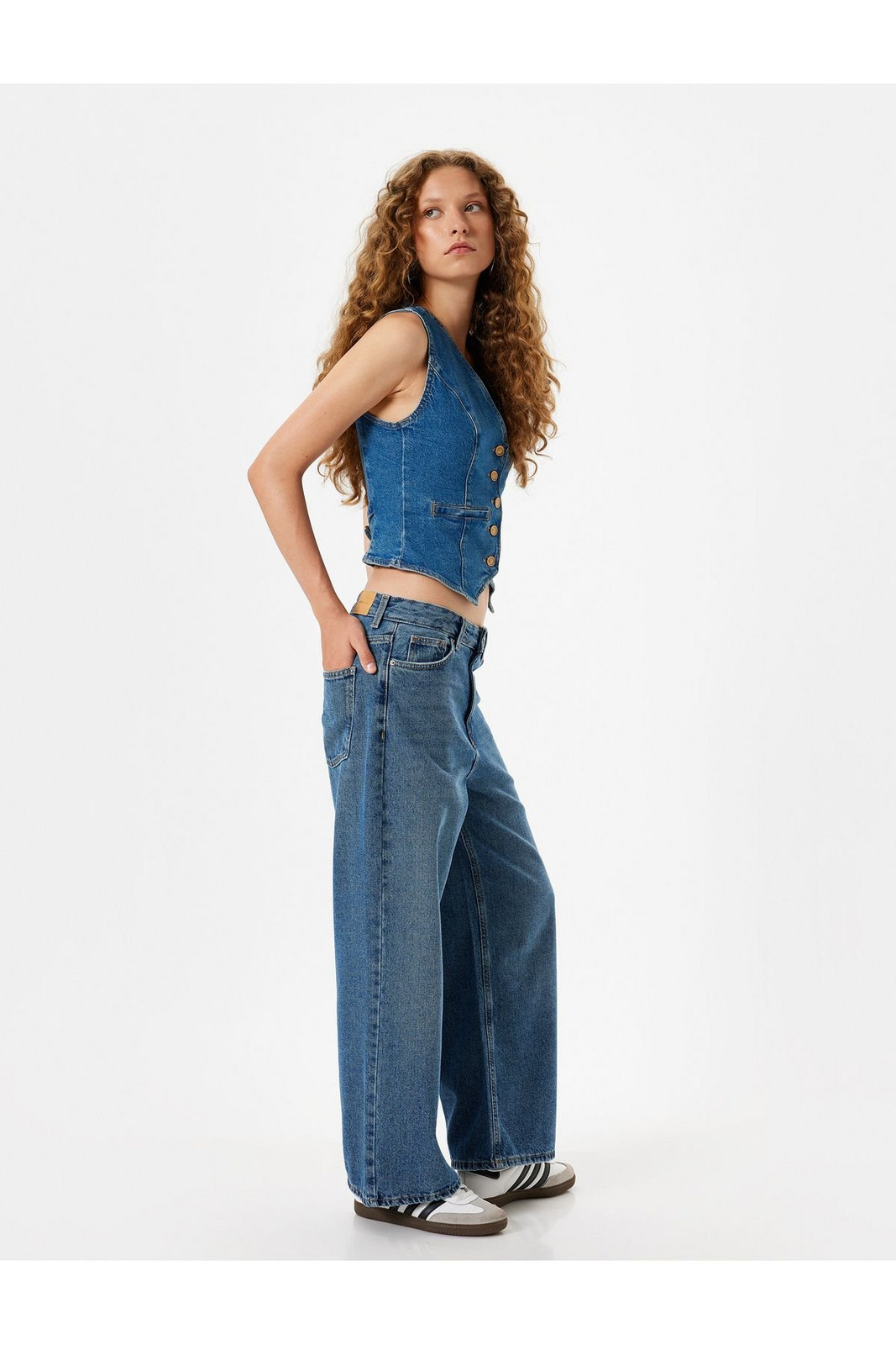 Koton Crop Wide Leg Jeans Regular Waist Slim Fit Buttoned - Wide Leg Crop Jeans