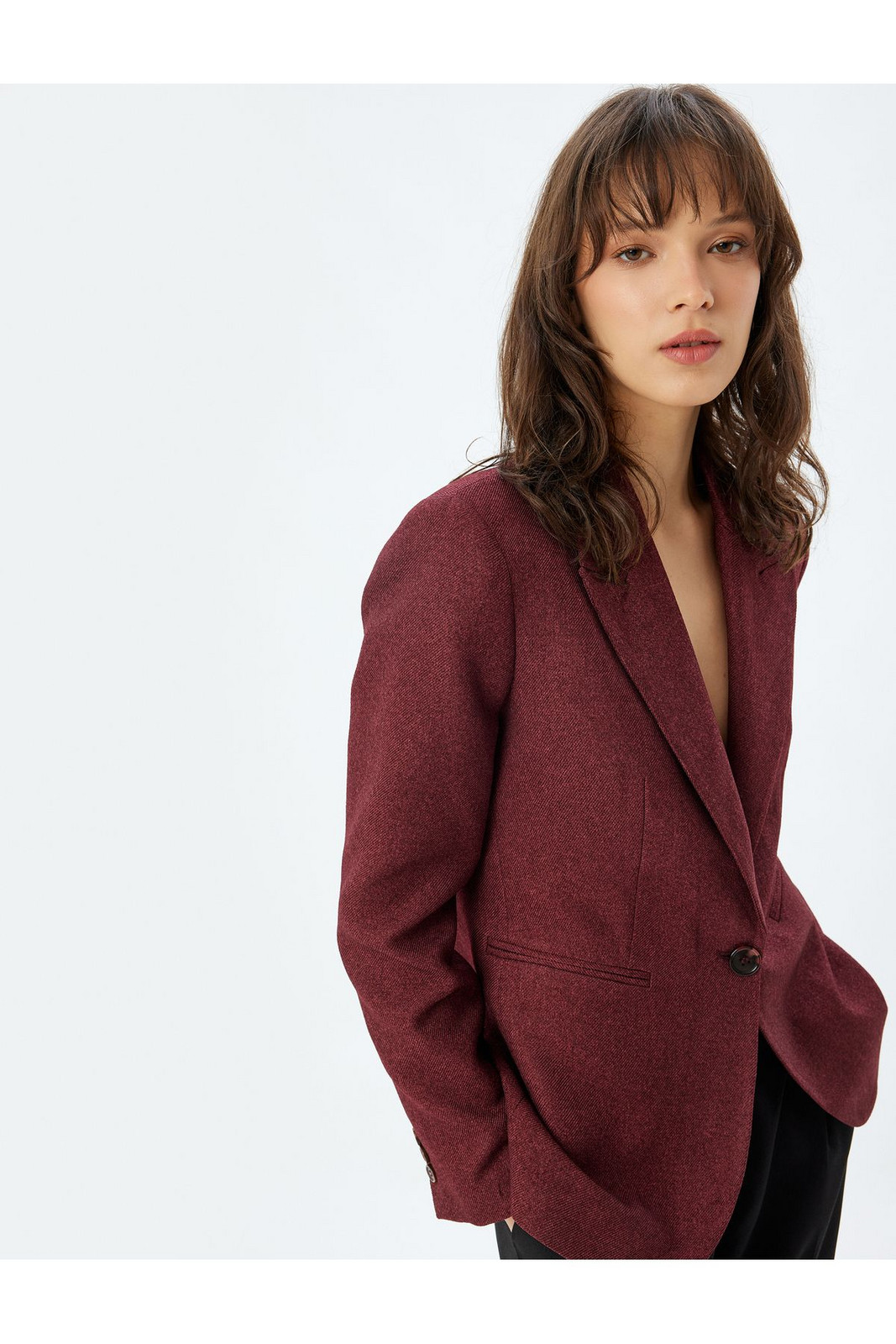 Koton Blazer Jacket Double Breasted Reverse Buttoned Collar