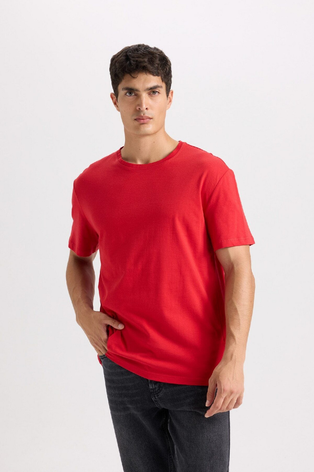 DEFACTO New Regular Fit Crew Neck Basic Plain Short Sleeve T-Shirt