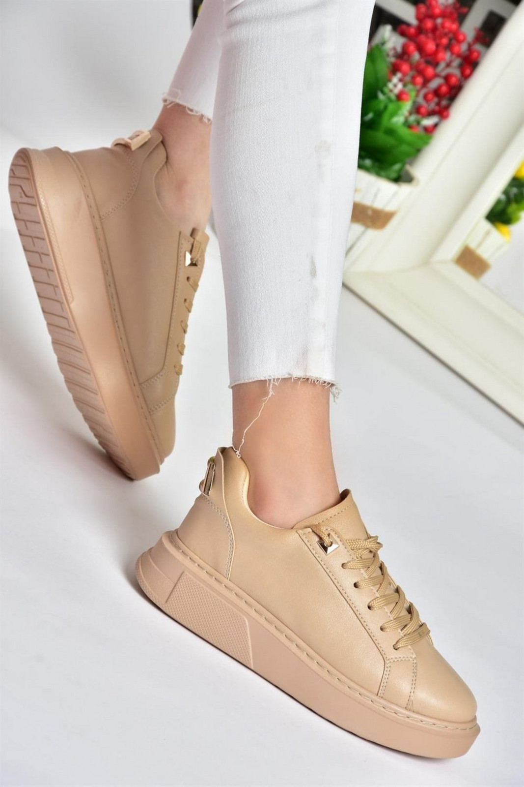 Fox Shoes Nude Women's Thick Soled Sports Shoes Sneakers